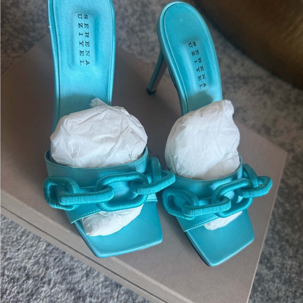 Turquoise Chain Heels